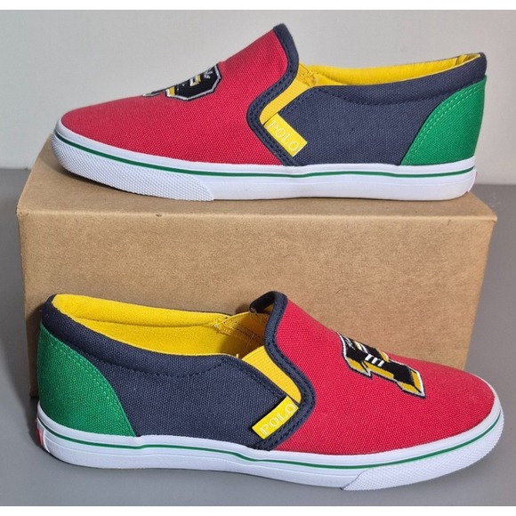 Polo Ralph Lauren Boys Landyn Slip-On Canvas Casual Shoes Size 3 NEW NO BOX - Picture 1 of 7